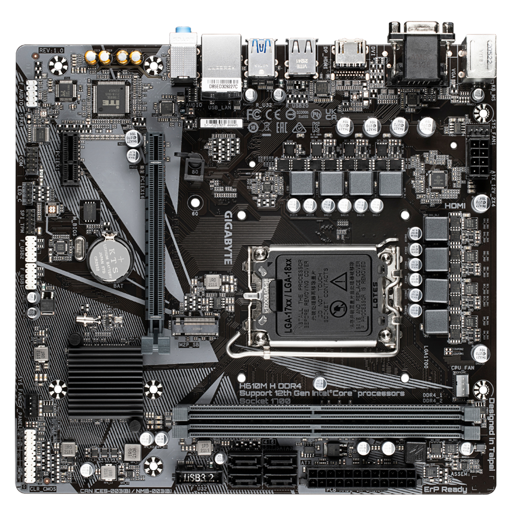 Bekijk afbeelding 2 van Gigabyte H610M H: Socket 1700, DDR4